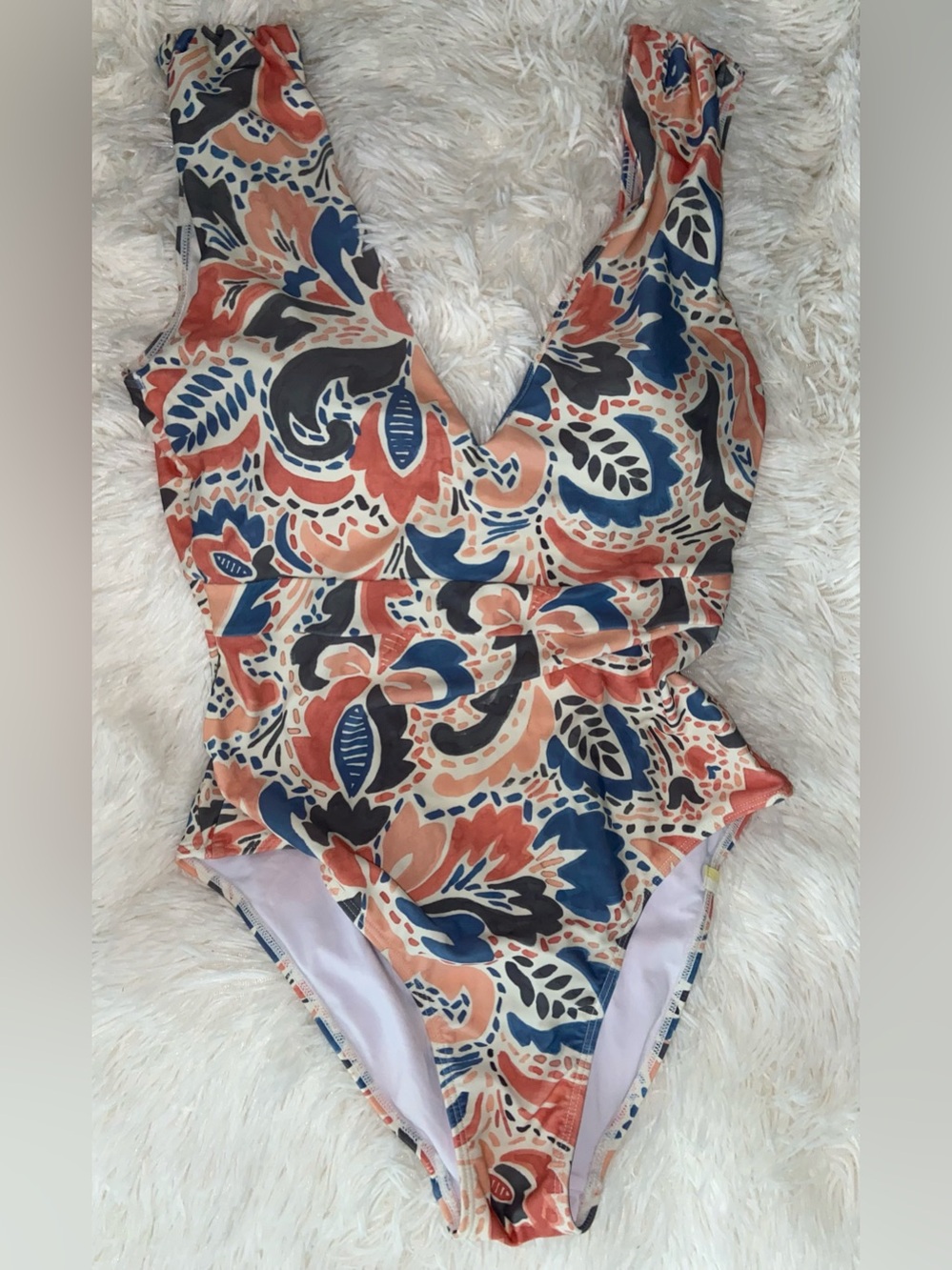 summersalt Kids Floral One-Piece Swimsuit in Peach, Navy & Black